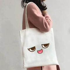 Funny Cartoon Anime Smiley Face Yellow Canvas Shoulder Bag