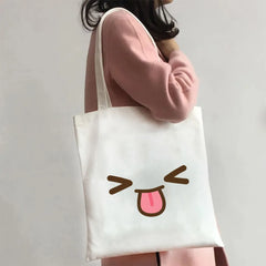 Funny Cartoon Anime Smiley Face Yellow Canvas Shoulder Bag