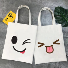 Funny Cartoon Anime Smiley Face Yellow Canvas Shoulder Bag