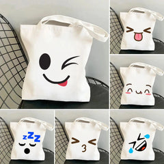Funny Cartoon Anime Smiley Face Yellow Canvas Shoulder Bag
