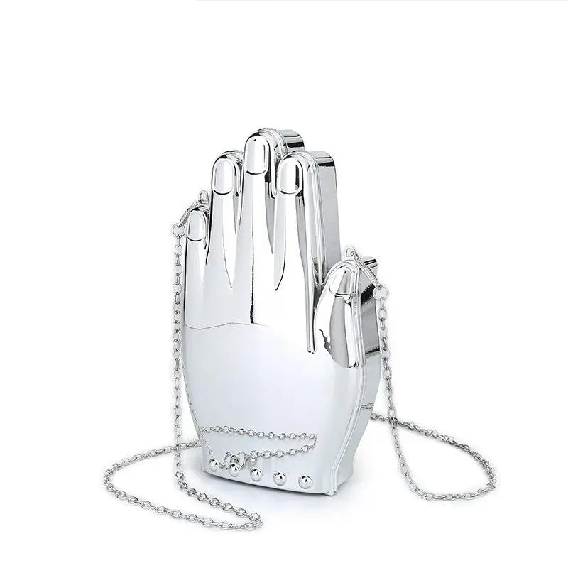 Palm Shaped Acrylic Chain Crossbody Evening Bag