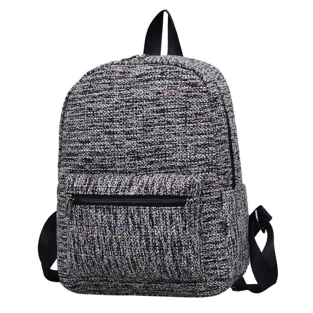 Vintage Women Backpack Cotton Shoulder School Book Bag