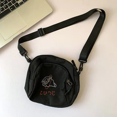 Women Canvas Shoulder Bag Handbags Student Phone Bag Cartoon Printing Crossbody