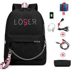 USB Charging Backpack Women School Bag Youth College Leisure