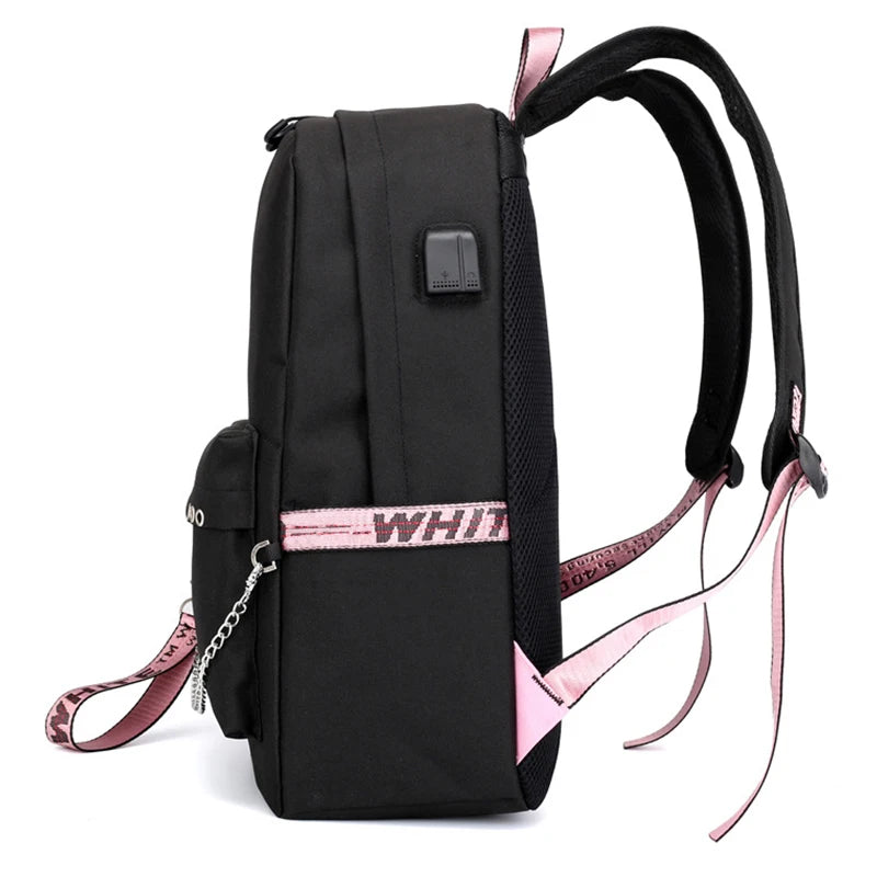 USB Charging Backpack Women School Bag Youth College Leisure