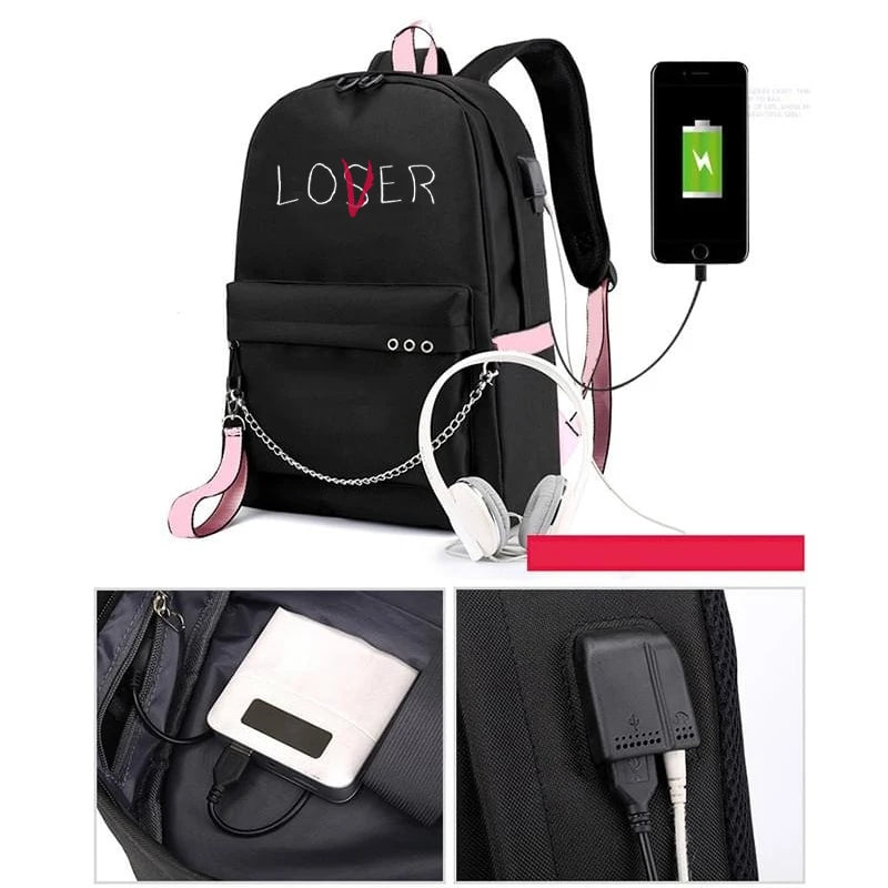 USB Charging Backpack Women School Bag Youth College Leisure