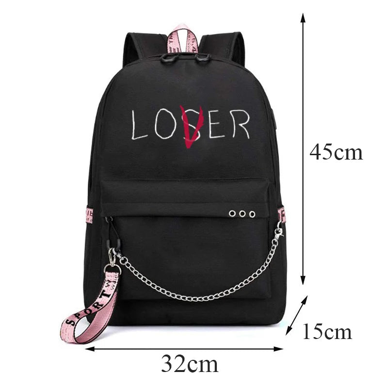 USB Charging Backpack Women School Bag Youth College Leisure