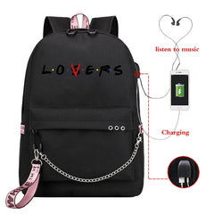 Shoulder School Backpack Personality Letters Print Travel Bags Girl Candy