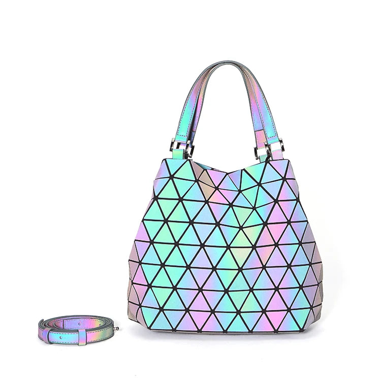 Luminous Geometric Hand Bag Reflective String Casual Tote