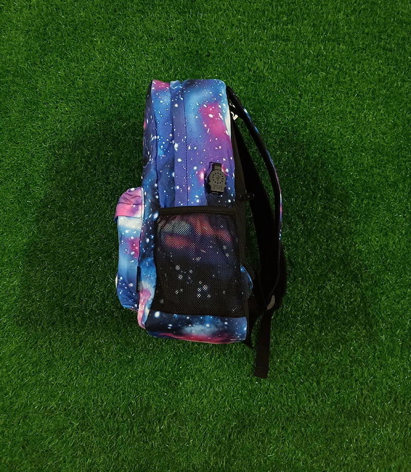 Luminous School Backpack Oxford Cartoon School Bag with USB Cable and Lock