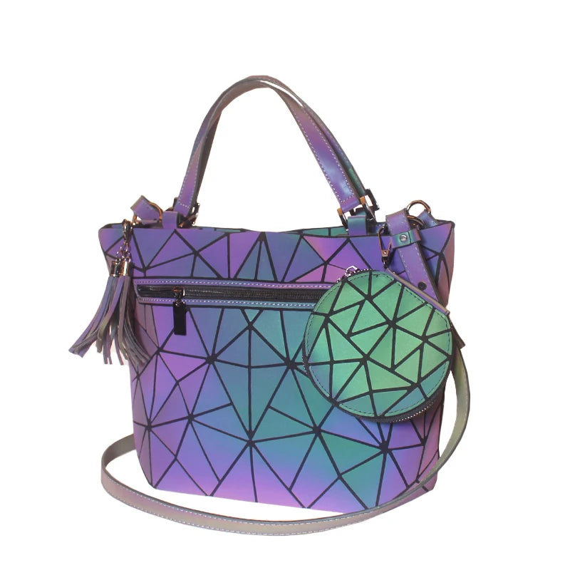 Geometric Luminous Tassel Shoulder Bag Set