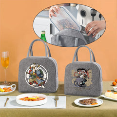 Samurai Print Lunch Bag Insulated Thermal Organizer Canvas Tote