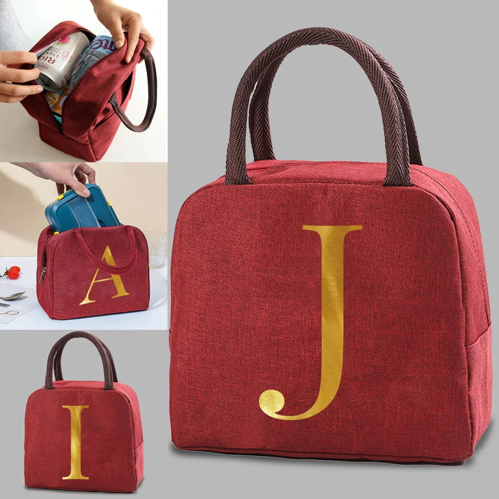 Lunch Bag Women Insulated Canvas Cooler Bags Bento Pouch Picnic Pack