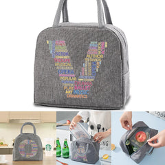 Insulated Lunch Bag Cooler for Women Text Print Handbag
