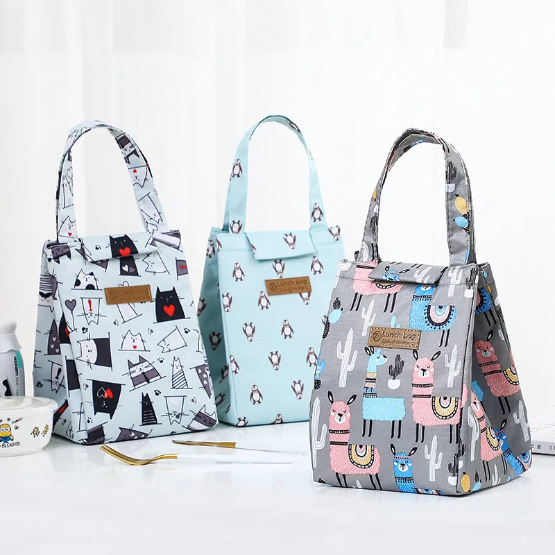 Cute Flower Lunch Bag Multicolor Cooler Waterproof Hand Pack Thermal