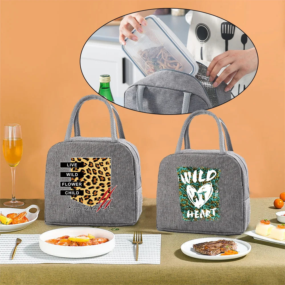 Insulated Lunch Bag Cooler Wild Print Waterproof Handbag