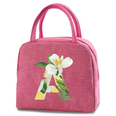 Floral Letter Print Insulated Canvas Cooler Bags Women
