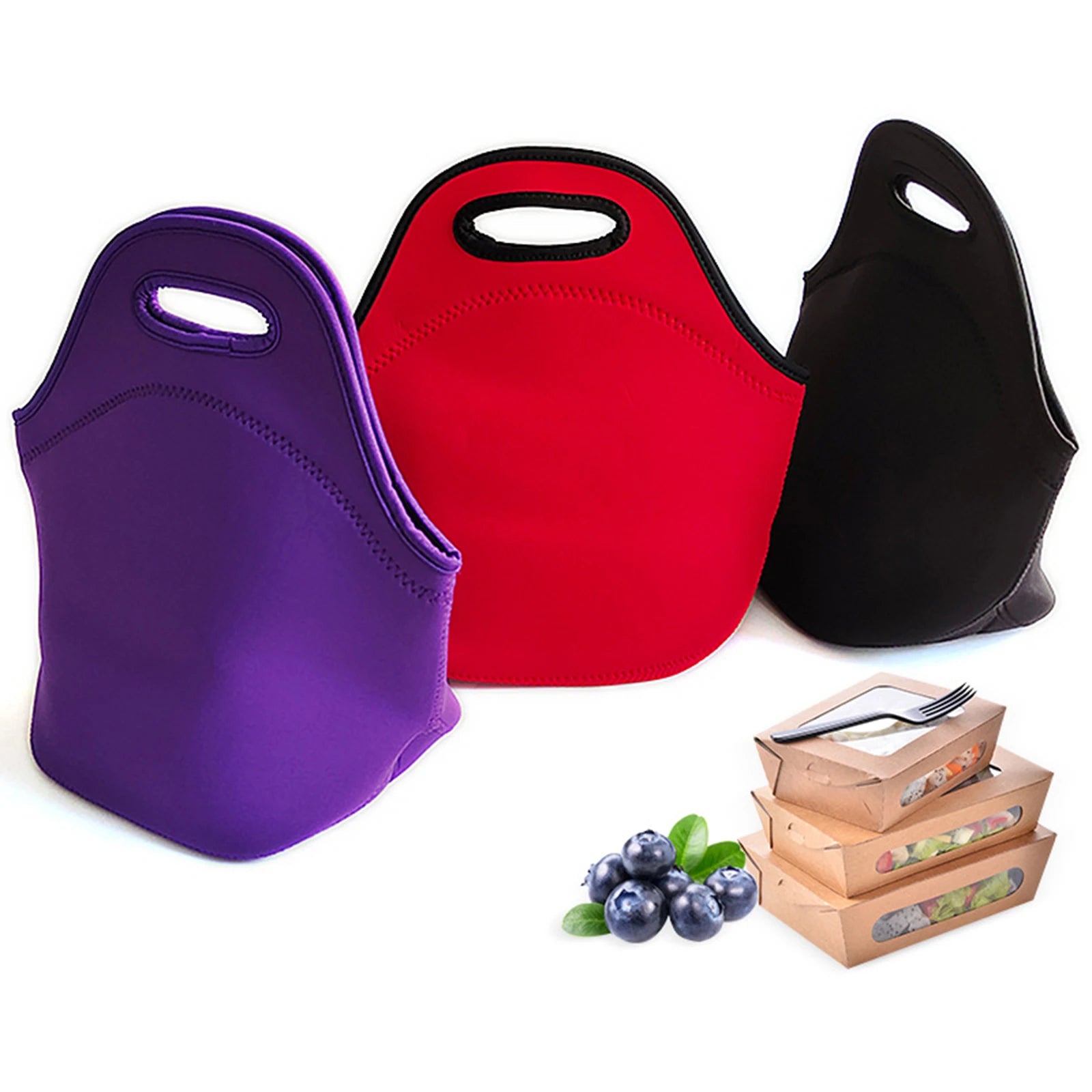 Large Capacity Thermal Lunch Bag for Students Adults Black/Red/Purple