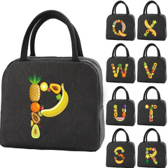 Letter Initials Series Lunch Bag - Insulated Thermal Handbag for Work and Picnic