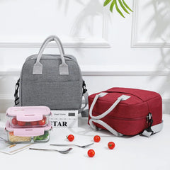Portable Lunch Bag with Shoulder Strap - Thermal Cooler Bag for Work or School