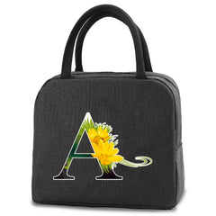 Flower Print Insulated Lunch Bag Portable Thermal Cooler Organizer