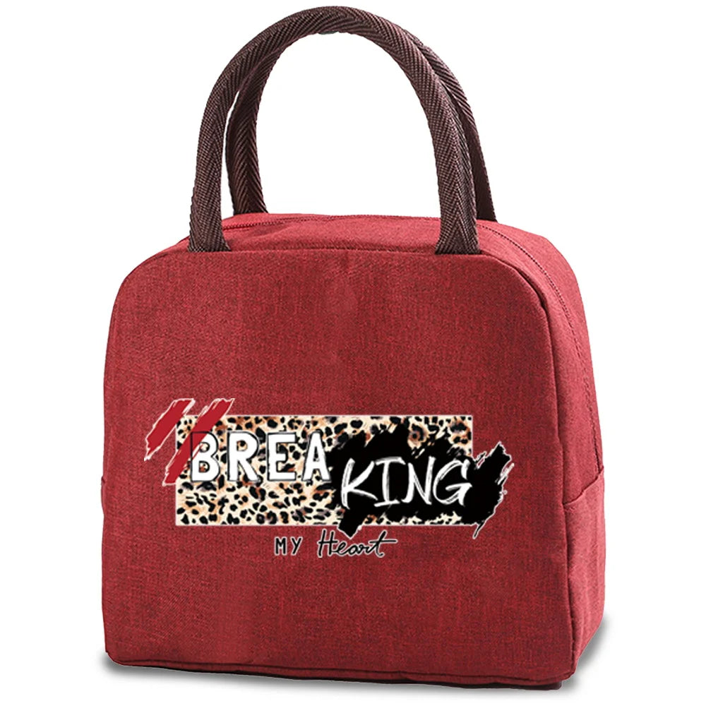 Leopard Print Lunch Bag Insulated Cooler Bento Organizer Picnic Pack
