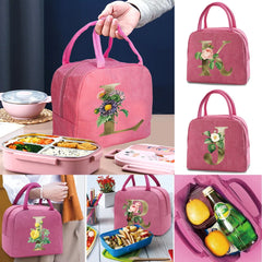 Golden Flower Print Insulated Lunch Bag Tote