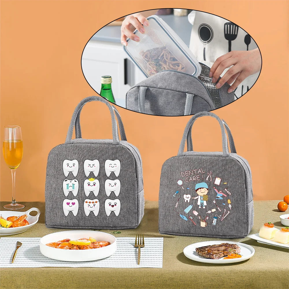 Teeth Print Insulated Lunch Bag for Women Men Kids
