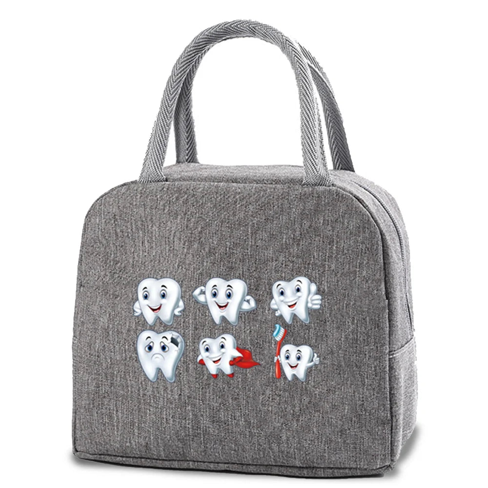 Teeth Print Insulated Lunch Bag for Women Men Kids