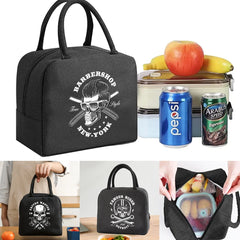 Skull Print Insulated Cooler Lunch Bag Canvas Handbag