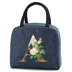 Golden Flower Insulated Lunch Bag Organizer Thermal Handbag