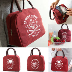 Skull Print Lunch Bag Insulated Cooler Bento Pouch Handbag