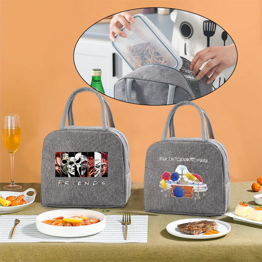 Insulated Canvas Cooler Bag Women Picnic Organizer Handbag
