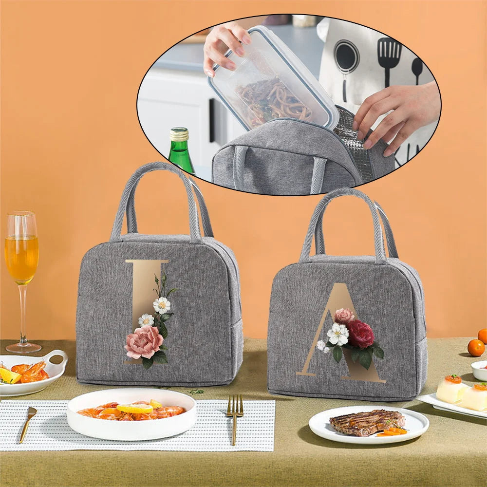 Insulated Cooler Bag Kids Thermal Lunch Pouch Canvas Organizer Handbag