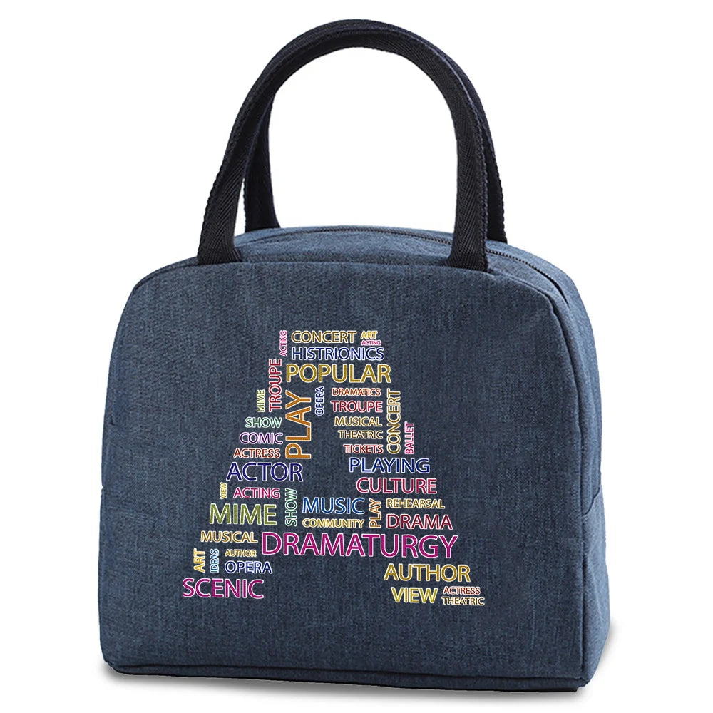 Canvas Insulated Lunch Bag, Zipper Storage Handbag