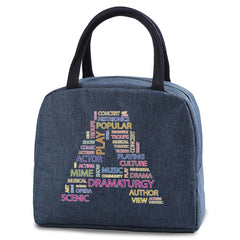 Canvas Insulated Lunch Bag, Zipper Storage Handbag