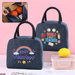 Canvas Lunch Bag Insulated Cooler Tote Organizer Teacher Series
