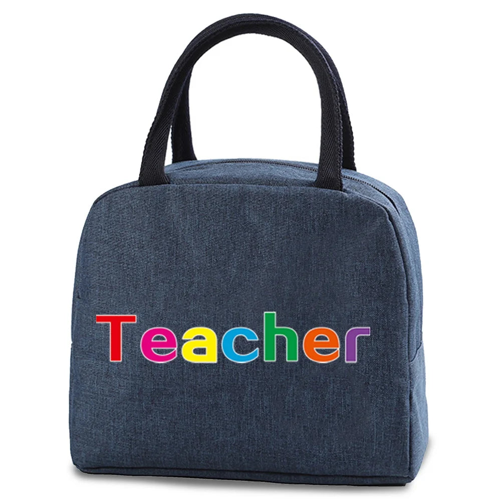 Canvas Lunch Bag Insulated Cooler Tote Organizer Teacher Series