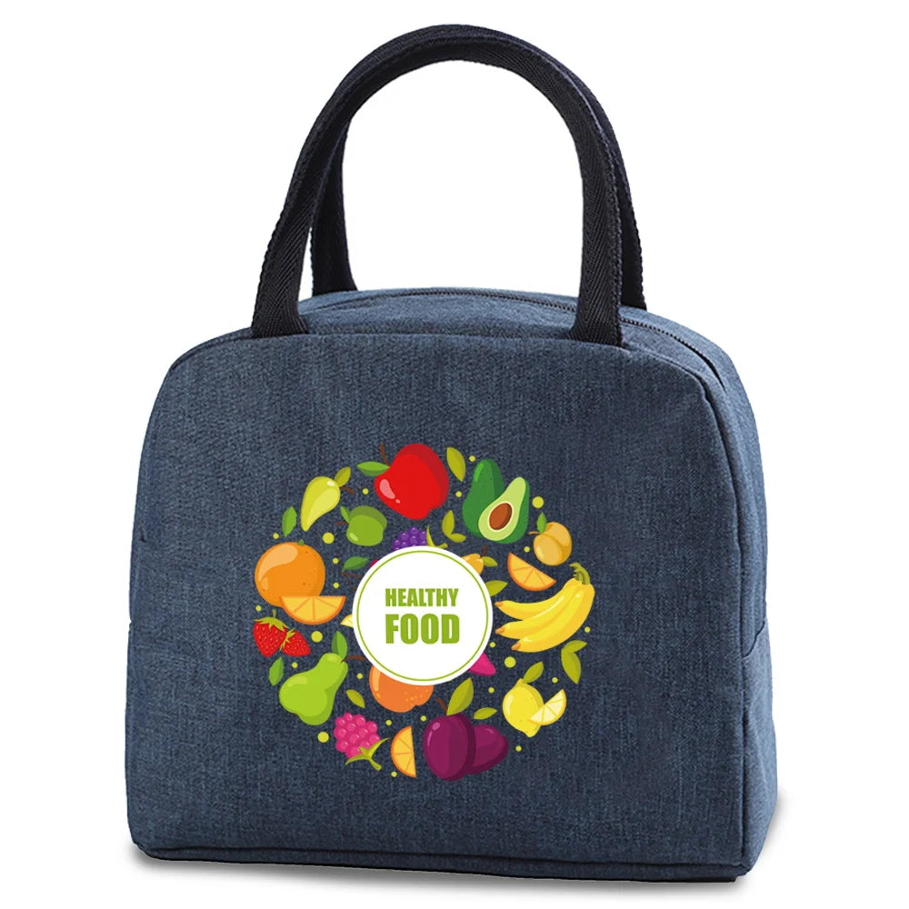 Women's Thermal Lunch Bag Canvas Insulated Cooler Handbag Food Storage
