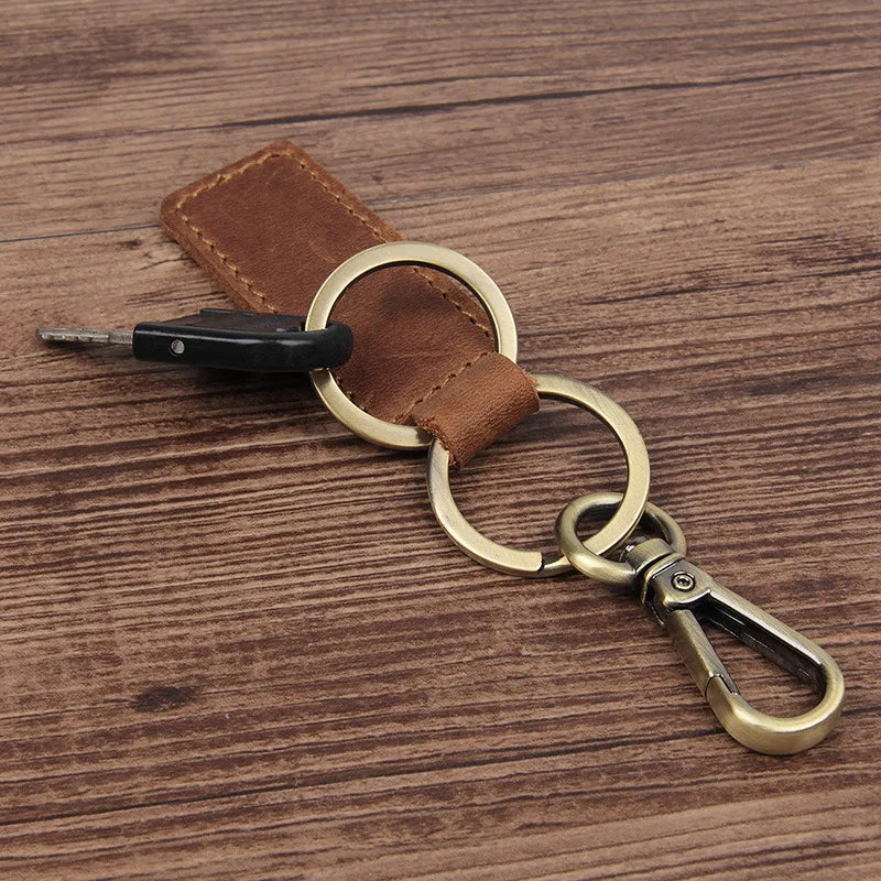 Vintage Leather Key Holder Chain Key Wallet Ring Collector Housekeeper Pocket