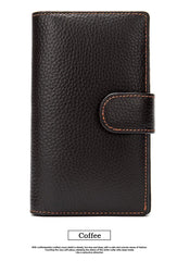 Men's Long Wallet Cow Leather Trifold Clutch Business Purse