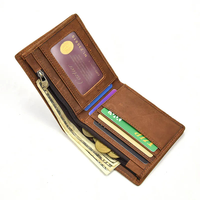 Men's Leather Small Purse Slim Wallet Christmas Gift For BF Father