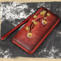 Flower Long Wallet Zipper Wristlet for Ladies Evening Clutch
