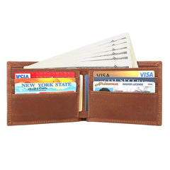 Men's Slim Leather Trifold Wallet RFID Vintage Style R-8029SR