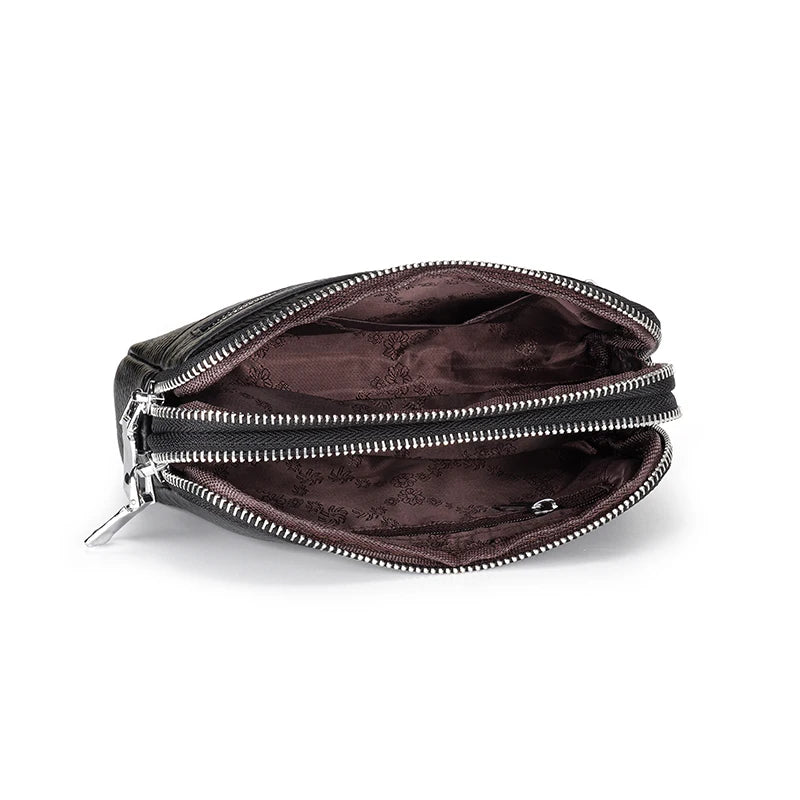 Cow Leather Women Small Bag Double Compartment Messenger Bag