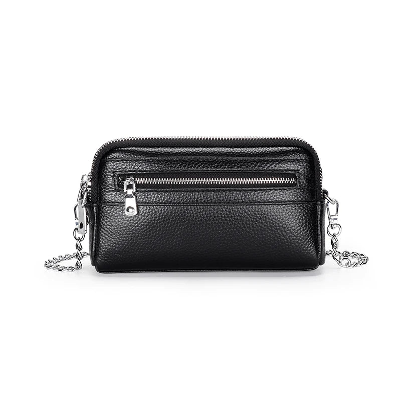 Cow Leather Women Small Bag Double Compartment Messenger Bag