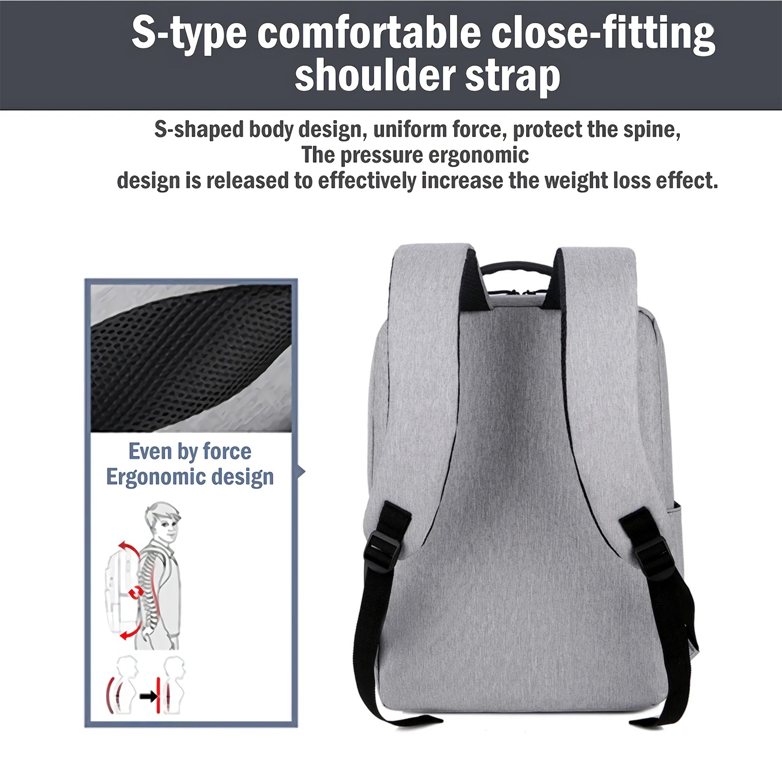 15.6 Inch Laptop Lightweight Shoulder Backpack Waterproof Daypack Bag