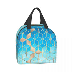 Geometric Pattern Insulated Lunch Tote Bag Portable Thermal Cooler Bento Box