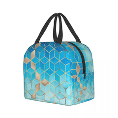 Geometric Pattern Insulated Lunch Tote Bag Portable Thermal Cooler Bento Box