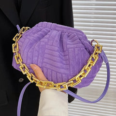 Soft Pleated Crossbody Bag Women Chain Messenger Handbag